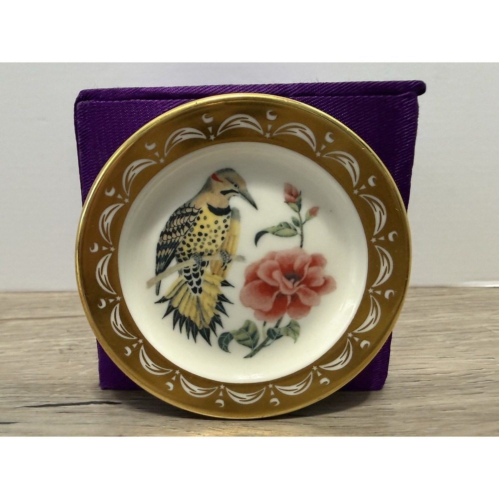 State Birds Flowers Franklin MINI Plate Alabama Yellowhammer Camellia 3"